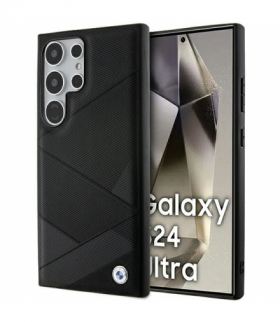 Nakładka do Samsung S24 Ultra czarna Signature Leather Crossing Lines Pattern TFO BMW BRA100515