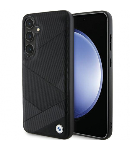 Nakładka do Samsung Galaxy S24 Plus czarna Signature Leather Crossing Lines Pattern TFO BMW BRA100517