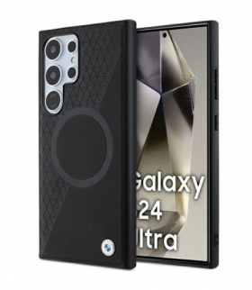 Nakładka do Samsung Galaxy S24 Ultra czarna Signature Leather Half Textured & Circle MagSafe TFO BMW BRA100522