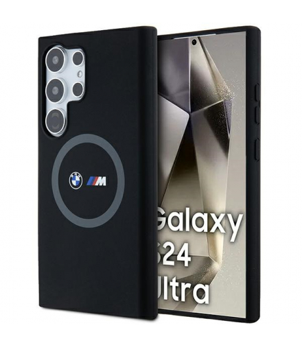 Nakładka do Samsung Galaxy S24 Ultra czarna M Silicone Printed Ring MagSafe TFO BMW BRA100523