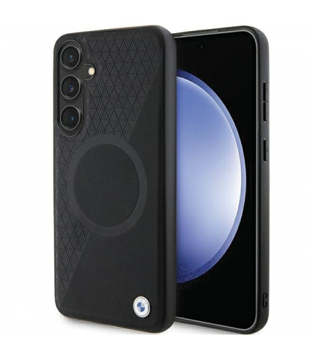 Nakładka do Samsung Galaxy S24 Plus czarna Signature Leather Half Textured & Circle MagSafe TFO BMW BRA100526