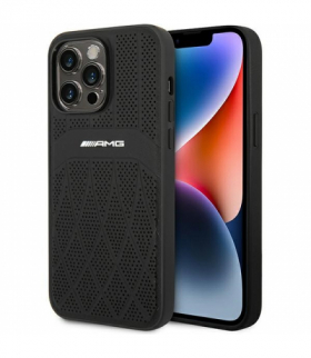 Nakładka do iPhone 14 Pro Max 6,7" AMHMP14XOSDBK czarna hard case Leather Curved Lines MagSafe TFO AMG BRA100288