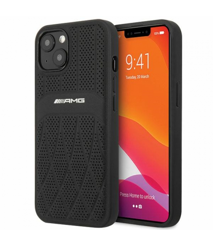 Nakładka do iPhone 13 6,1" AMHCP13MOSDBK czarna hard case Leather Curved Lines MagSafe TFO AMG BRA100290