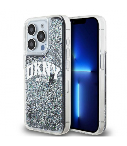 Nakładka do iPhone 15 Pro 6,1" DKHCP15LLBNAEK czarna HC liquid glitters w arch logo TFO DKNY BRA100571