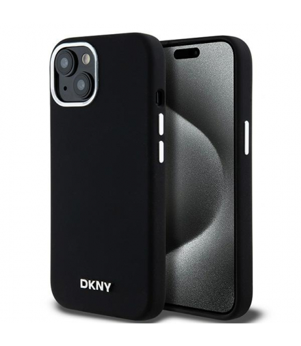 Nakładka do iPhone 15 6,1" DKHMP15SSMCHLK czarna HC Magsafe silicone w horizontal metal logo TFO DKNY BRA100582