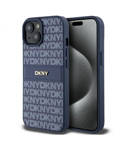 Nakładka do iPhone 15 6,1" DKHCP15SPRTHSLB niebieska HC PU repeat texture pattern w tonal stripe TFO DKNY BRA100616