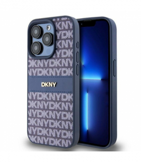 Nakładka do iPhone 15 Pro 6,1" DKHCP15LPRTHSLB niebieska HC PU repeat texture pattern w tonal stripe TFO DKNY BRA100617