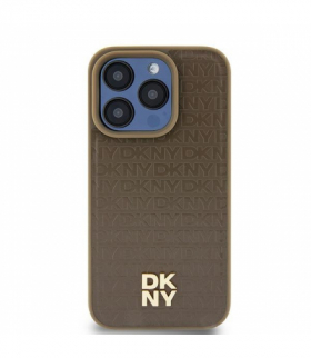 Nakładka do iPhone 15 6,1" DKHMP15SPSHRPSW brązowa HC Magsafe pu repeat pattern w stack logo TFO DKNY BRA100629