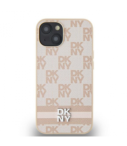 Nakładka do iPhone 15 Plus 6,7" DKHCP15MPCPTSSP różowa HC PU checkered pattern w printed stripes TFO DKNY BRA100650