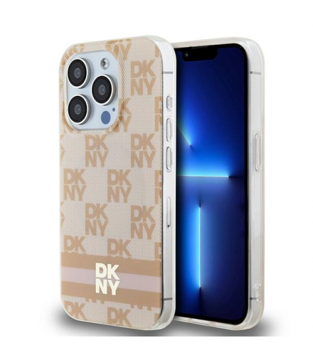 Nakładka do iPhone 15 Pro 6,1" DKHMP15LHCPTSP różowa HC Magsafe pc tpu checkered pattern w printed stripes TFO DKNY BRA100654