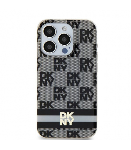 Nakładka do iPhone 15 Plus 6,7" DKHMP15MHCPTSK czarna HC Magsafe pc tpu checkered pattern w printed stripes TFO DKNY BRA100657
