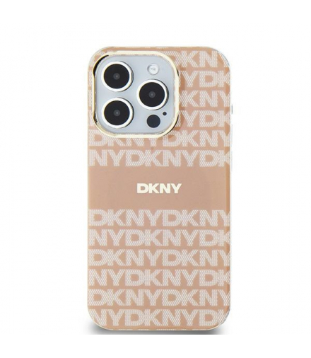 Nakładka do iPhone 15 Plus 6,7" DKHMP15MHRHSEP różowa HC Magsafe pc tpu repeat texture pattern w stripe TFO DKNY BRA100665