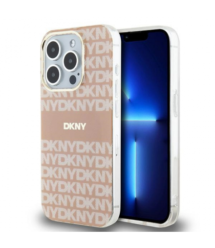Nakładka do iPhone 15 Pro 6,1" DKHMP15LHRHSEP różowa HC Magsafe pc tpu repeat texture pattern w stripe TFO DKNY BRA100666
