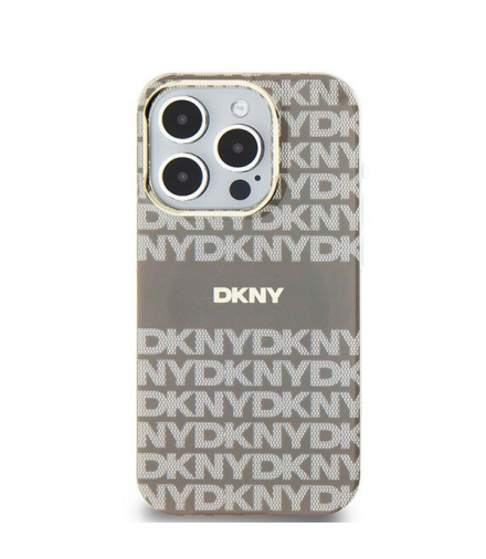 Nakładka do iPhone 15 6,1" DKHMP15SHRHSEE beżowa HC Magsafe pc tpu repeat texture pattern w stripe TFO DKNY BRA100671