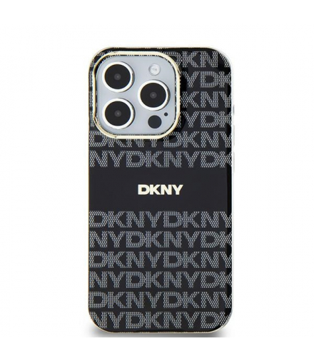 Nakładka do iPhone 15 Plus 6,7" DKHMP15MHRHSEK czarna HC Magsafe pc tpu repeat texture pattern w stripe TFO DKNY BRA100675