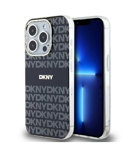 Nakładka do iPhone 15 Pro 6,1" DKHMP15LHRHSEK czarna HC Magsafe pc tpu repeat texture pattern w stripe TFO DKNY BRA100676
