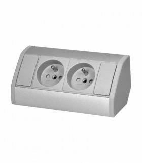 Gniazdo meblowe 2x2P+Z, szaro-srebrne Orno OR-GM-9005/G
