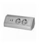 Gniazdo meblowe 2x2P+Z (Schuko), 2xUSB (typ A+C 2,4A), szaro-srebrne Orno OR-GM-9039(GS)/G