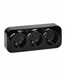 Gniazdo potrójne ToDo 2P+Z IP20, 16A, 230V AC, czarny, 10 sztuk Orno OR-OE-7209/B/10