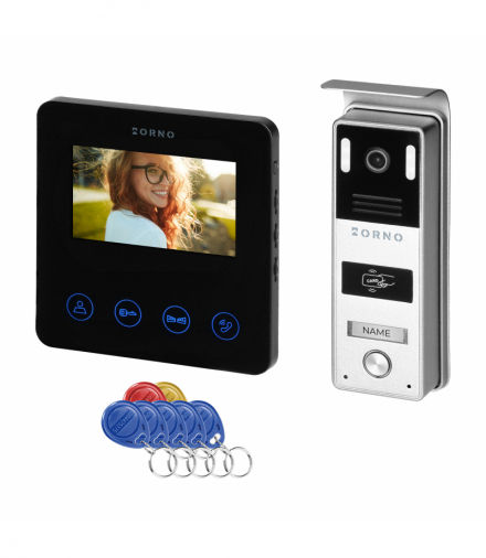 PACTO, zestaw wideodomofonowy jednorodzinny, 4-żyłowy, 4,3, RFID Orno OR-VID-MB-1083/B
