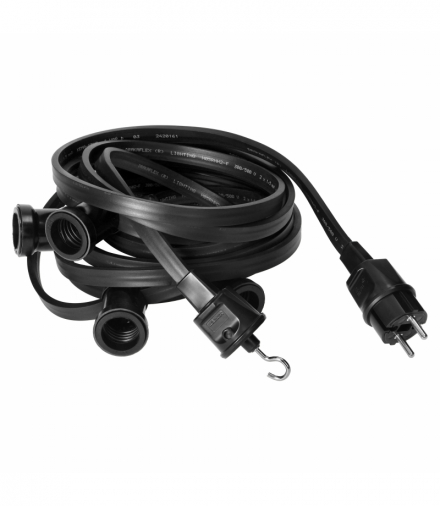 GIRLANDA, 11metrów / 10 oprawek E27+ HAK KOŃCOWY, IP44, czarna Orno G-CZ-10-H/IP44