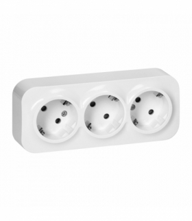Gniazdo potrójne ToDo 2P+Z Schuko IP20, 16A, 230V AC, biały Orno OR-OE-7209(GS)/W