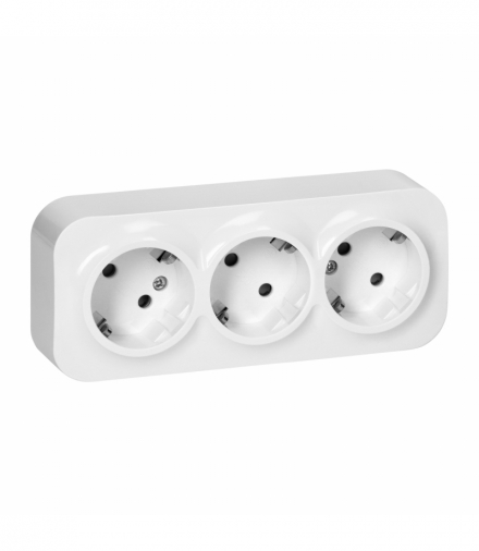 Gniazdo potrójne ToDo 2P+Z Schuko IP20, 16A, 230V AC, biały Orno OR-OE-7209(GS)/W