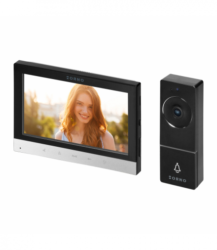 ALERTO, zestaw wideodomofonowy jednorodzinny, 4-żyłowy, 7, dotykowy panel, czarny Orno OR-VID-MD-1084/B