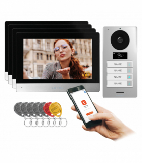 GAYD MULTI4, zestaw wideodomofonowy czterorodzinny, 2-żyłowy, 8, Wi-Fi, ekran dotykowy, 2MP Full HD, RFID Orno OR-VID-MA-1082/B