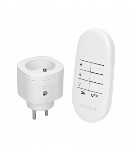 Bezprzewodowe gniazdo mini sterowane pilotem 1+1 Orno OR-GB-461