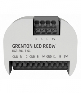 LED RGBW TF-Bus - Moduł ściemniający LED RGBW, wspiera 1-wire, wejścia cyfrowe (2 wej.), montaż dopuszkowy, pt, TF-Bus Grenton RGB-201-T-01