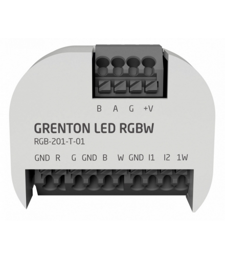 LED RGBW TF-Bus - Moduł ściemniający LED RGBW, wspiera 1-wire, wejścia cyfrowe (2 wej.), montaż dopuszkowy, pt, TF-Bus Grenton RGB-201-T-01