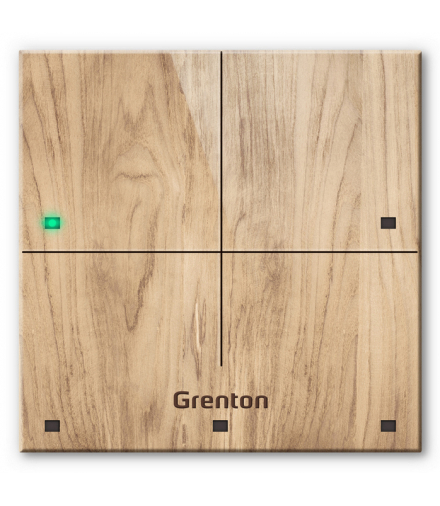 Touch Panel 4B Custom Wood Light TF-Bus, 4 pola dotykowe, TF-Bus, jasny drewniany front Grenton TPA-604-T-02