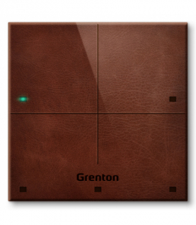 Touch Panel 4B Custom Leather Dark TF-Bus, 4 pola dotykowe, TF-Bus, ciemny, wykonany z naturalnej skóry front Grenton TPA-804-T-01
