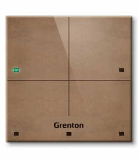 Touch Panel 4B Custom Leather Light TF-Bus, 4 pola dotykowe, TF-Bus, jasny, wykonany z naturalnej skóry front Grenton TPA-804-T-02