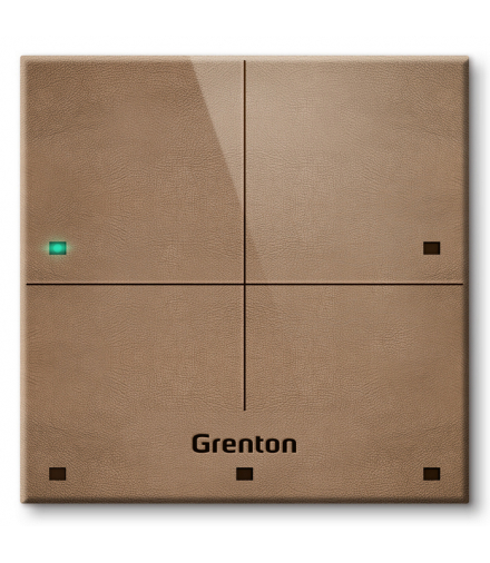 Touch Panel 4B Custom Leather Light TF-Bus, 4 pola dotykowe, TF-Bus, jasny, wykonany z naturalnej skóry front Grenton TPA-804-T-02