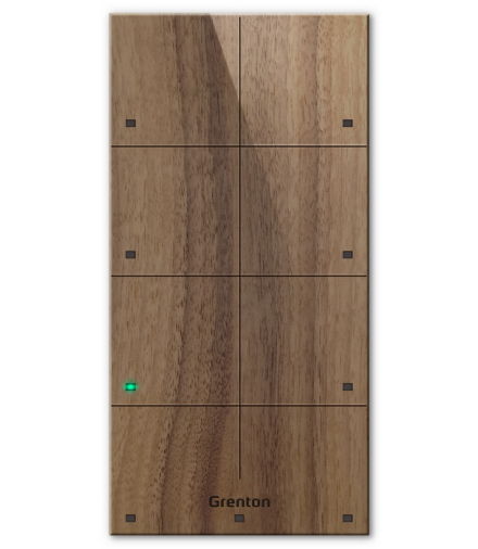 Touch Panel 8B Custom Wood Dark TF-Bus, 8 pól dotykowych, TF-Bus, ciemny drewniany front Grenton TPA-608-T-01