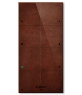 Touch Panel 8B Custom Leather Dark TF-Bus, 8 pól dotykowych, TF-Bus, ciemny wykonany z naturalnej skóry front Grenton TPA-808-T-01