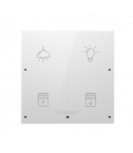 Touch Panel 4B White TF-Bus, 4 pola dotykowe, TF-Bus, biały szklany front Grenton TPA-204-T-02