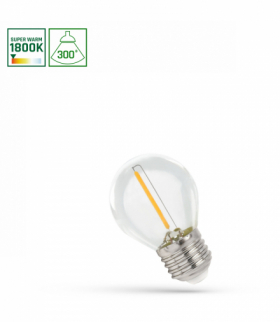 LED KULKA E27 230V 1W COG 1800K CLEAR SPECTRUM WOJ+14651