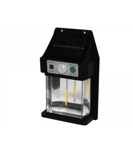 Lampa ścienna solarna 1x COB 1W, światło ciepłe białe,akumulator,czujnik ruchu i zmierzchu LXYX666