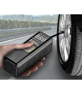 Elektryczna pompka rowerowa, samochodowa LTC kompresor, latarka, powerbank, wyświetlacz LCD LTC LXKP2