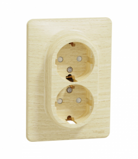 Sedna Design & Elements, Gniazdo 2x2P+PE z przesłonami (monoblok), Elements, brzoza Schneider SDD380221