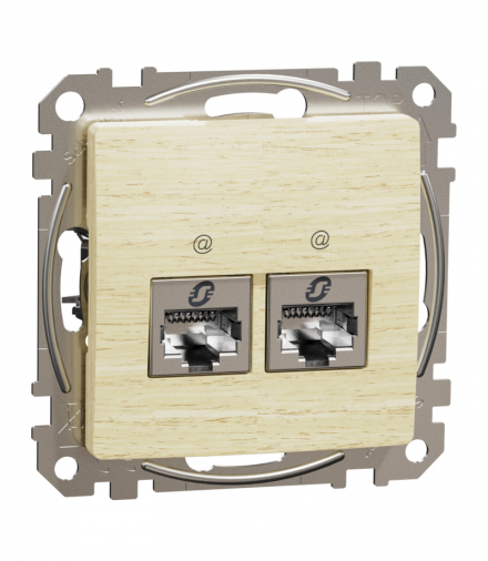 Sedna Design & Elements, Gniazdo komputerowe 2xRJ45 kategoria 6A STP, brzoza Sedna Design & Elements Schneider SDD180467S
