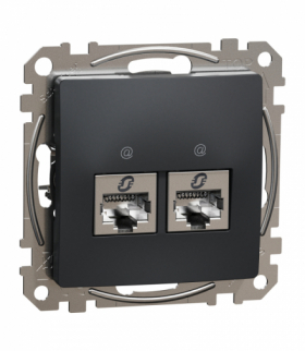 Sedna Design & Elements, Gniazdo komputerowe 2xRJ45 kategoria 6A STP, czarny antracyt Sedna Design & Elements Schneider SDD114467S