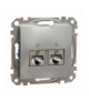 Sedna Design & Elements, Gniazdo komputerowe 2xRJ45, kategoria 6A STP, srebrne aluminium Schneider SDD113467S