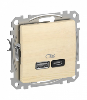 Sedna Design & Elements, Gniazdo ładowania USB A+C 45W PD, brzoza Schneider SDD180404