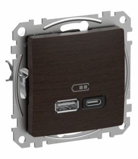 Sedna Design & Elements, Gniazdo ładowania USB A+C 45W PD, wenge Schneider SDD181404