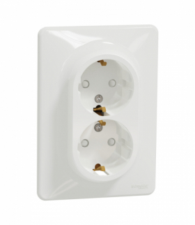 Sedna Design & Elements, Gniazdo podwójne schuko z przesłonami, białe Schneider SDD311221