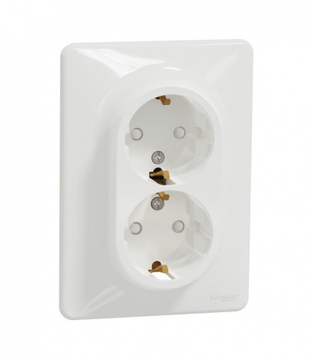 Sedna Design & Elements, Gniazdo podwójne schuko z przesłonami, białe Schneider SDD311221